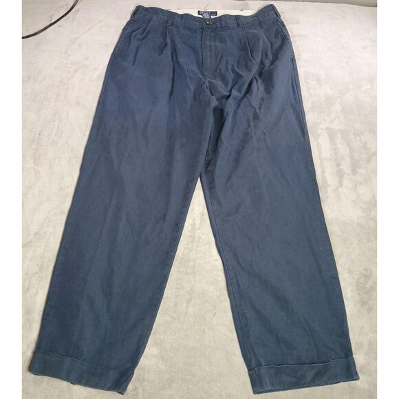 Polo Ralph Lauren Pants Mens 36x30 Blue Classic Fit Cotton Cuffed Chino Preppy - Picture 1 of 12